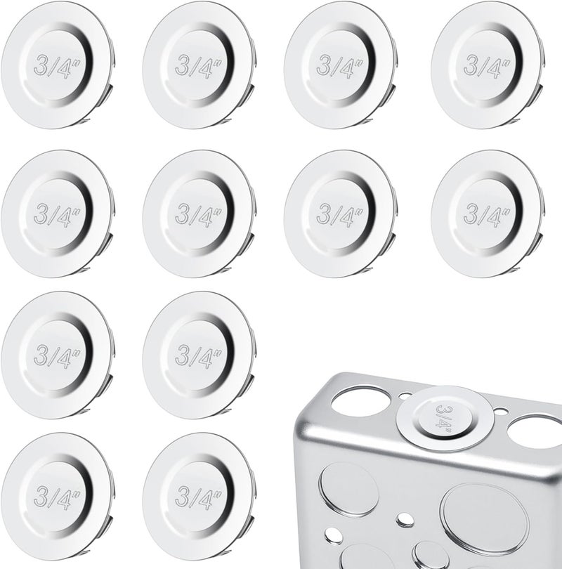 LITGURU 12 Pcs 3/4 inch Knockout Seal Electrical Box Knockout Plugs Removable Seals for Conduit Pipe Assorted Sizes to Fit Unused Electrical Box Openings - Image 1